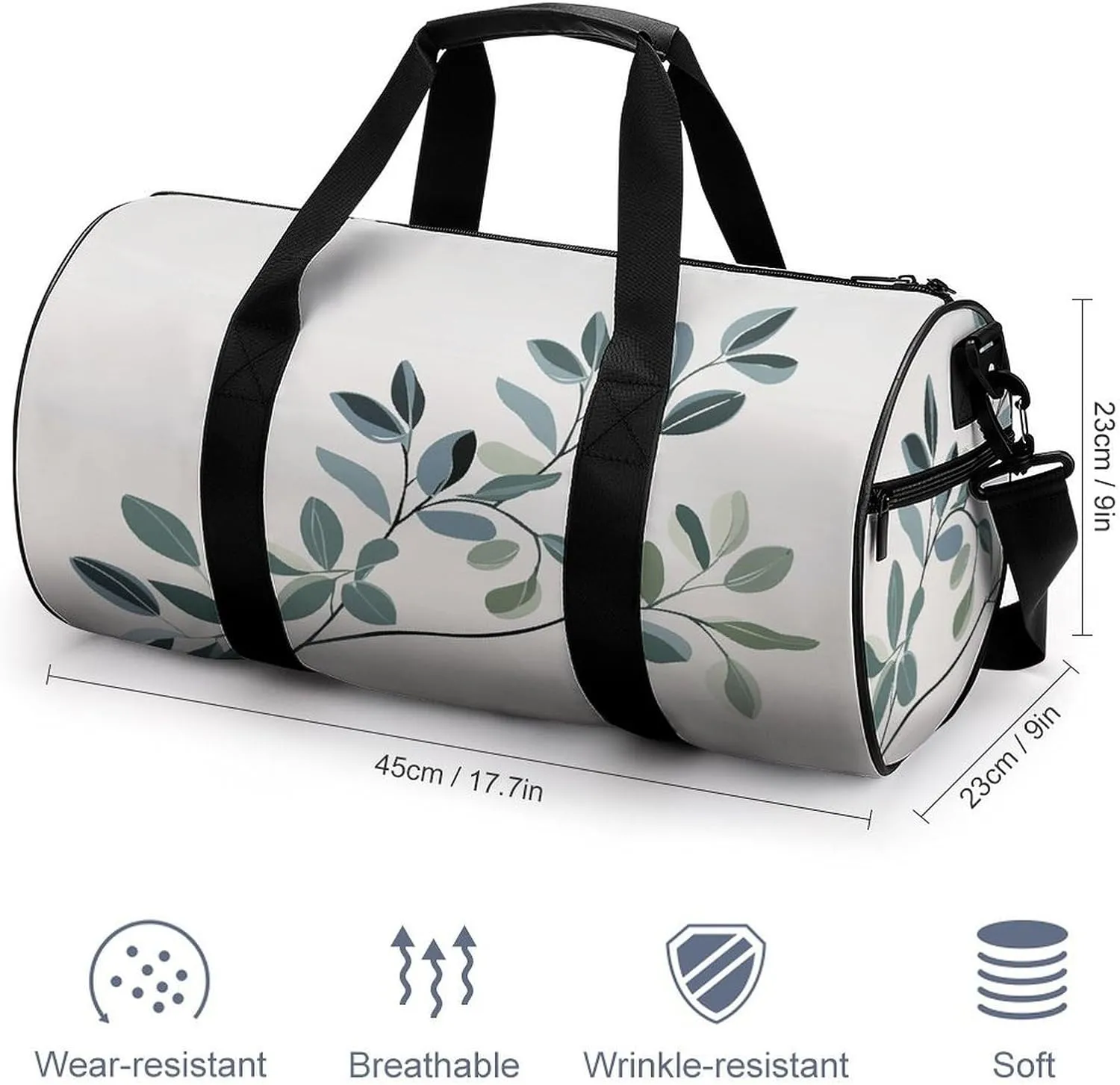 Gym Bag for Men Women Plant Branches Duffel Bag Overnight Bag with Compartment Gym Sackpac