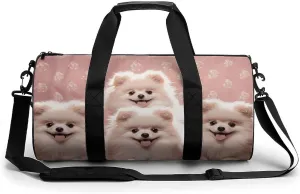 Gym Bag for Men Women Pomeranians Puppies Duffel Bag Overnight Bag with Compartment Gym Sackpac