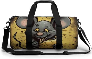Gym Bag for Men Women Rat Eats A Piece of Cheese Duffel Bag Overnight Bag with Compartment Gym Sackpac