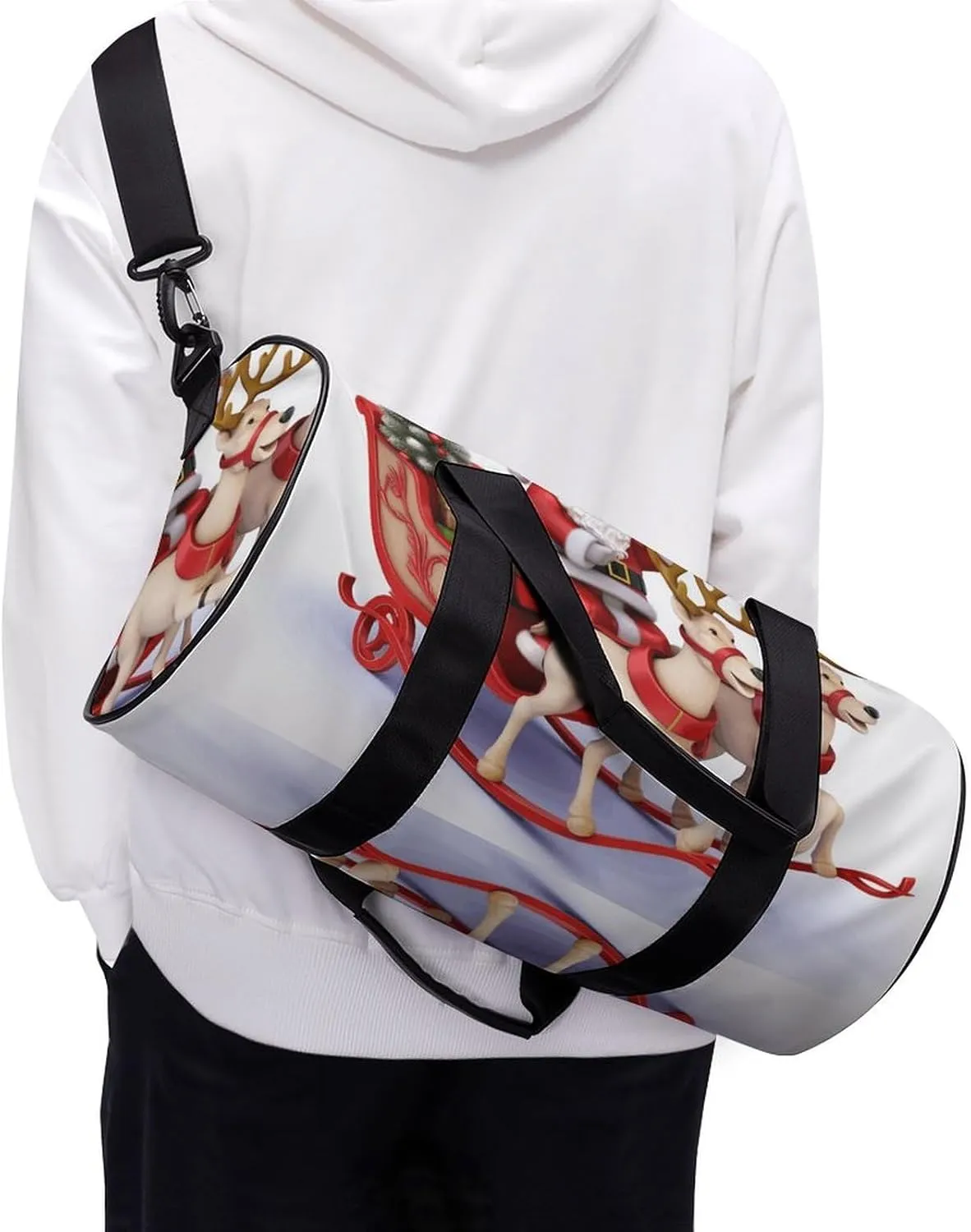 Gym Bag for Men Women Santa Claus Reindeer Sled Duffel Bag Overnight Bag with Compartment Gym Sackpac