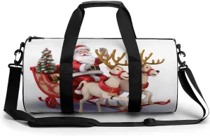 Gym Bag for Men Women Santa Claus Reindeer Sled Duffel Bag Overnight Bag with Compartment Gym Sackpac