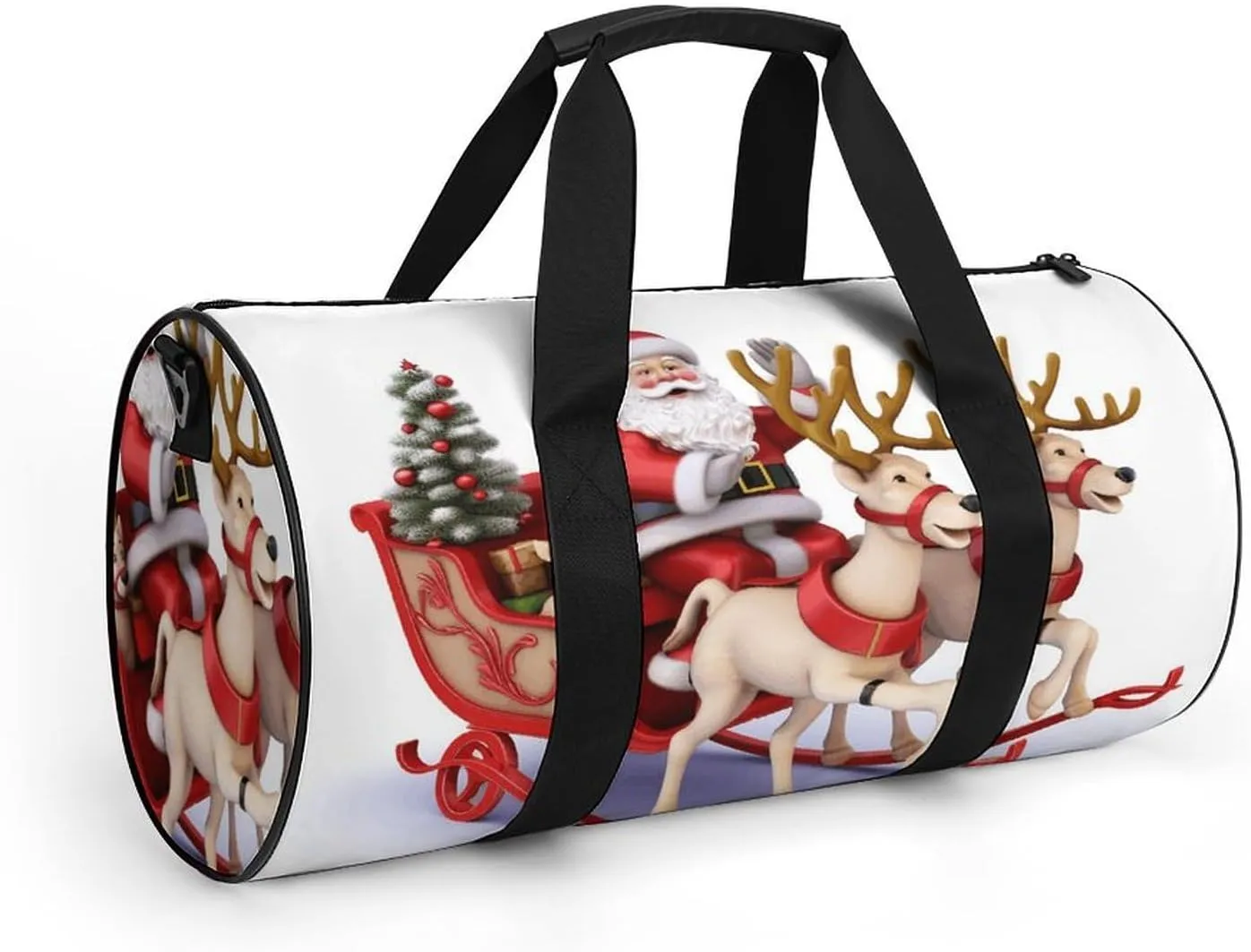 Gym Bag for Men Women Santa Claus Reindeer Sled Duffel Bag Overnight Bag with Compartment Gym Sackpac