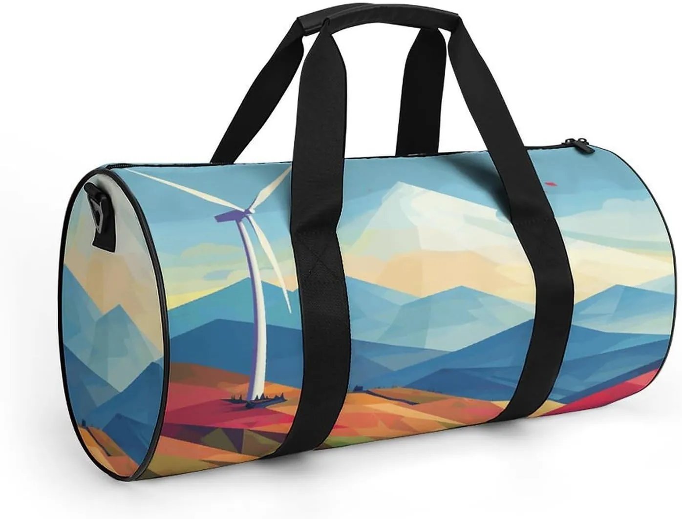 Gym Bag for Men Women Windmill Flat Illustration Duffel Bag Overnight Bag with Compartment Gym Sackpac