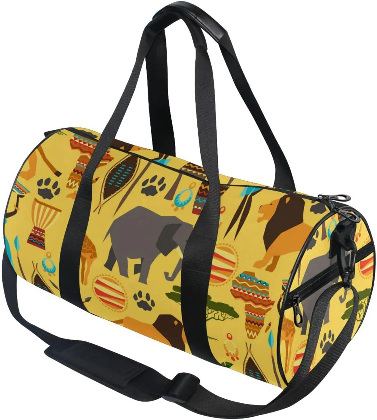 Gym Bag for Women and Men Small Duffel Bag for Sports Travel Weekender Overnight Vacation Beach Lightweight Carry on Bag for Boys Girls African Style