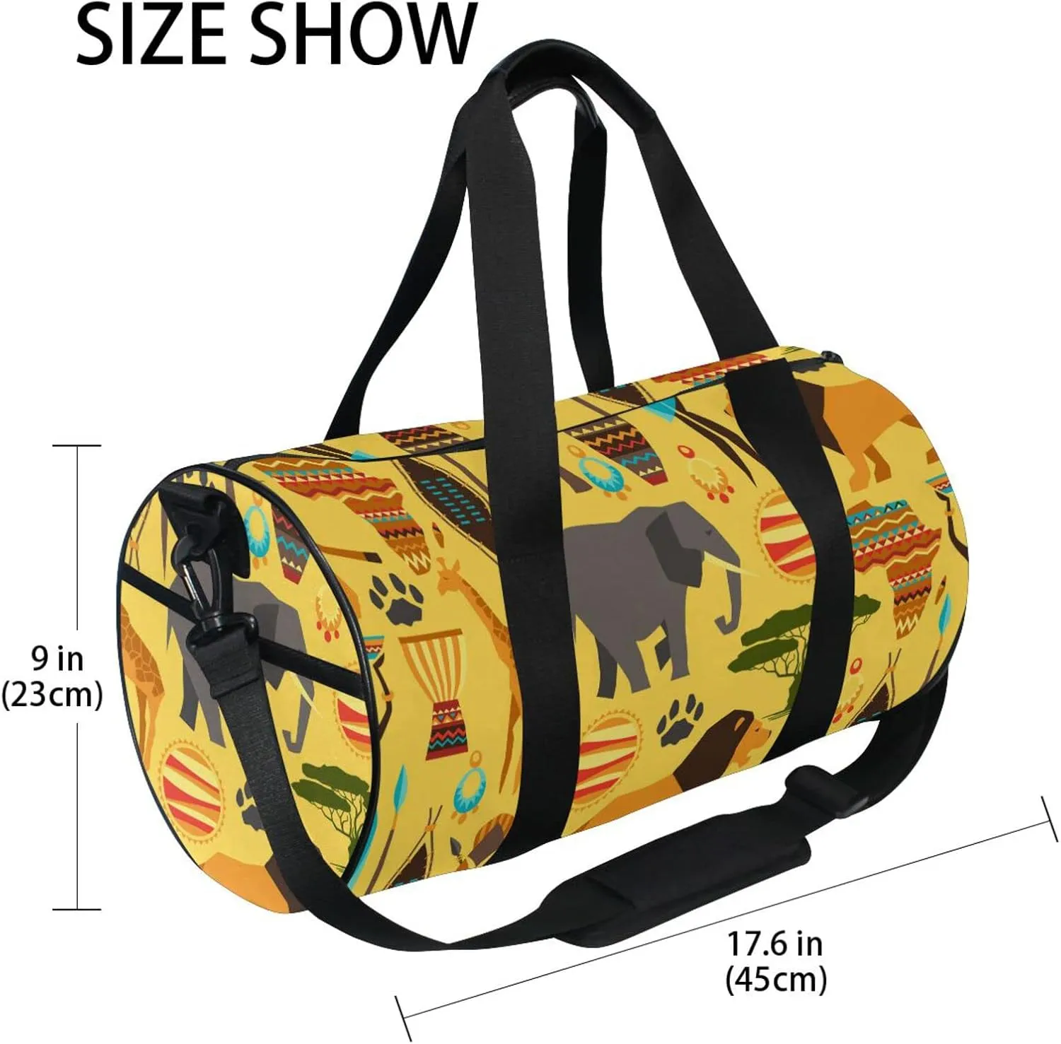 Gym Bag for Women and Men Small Duffel Bag for Sports Travel Weekender Overnight Vacation Beach Lightweight Carry on Bag for Boys Girls African Style