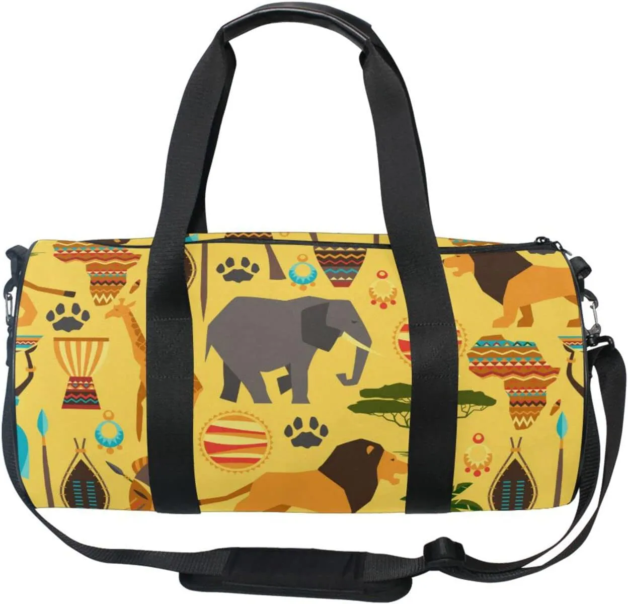 Gym Bag for Women and Men Small Duffel Bag for Sports Travel Weekender Overnight Vacation Beach Lightweight Carry on Bag for Boys Girls African Style