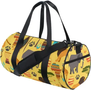 Gym Bag for Women and Men Small Duffel Bag for Sports Travel Weekender Overnight Vacation Beach Lightweight Carry on Bag for Boys Girls African Style