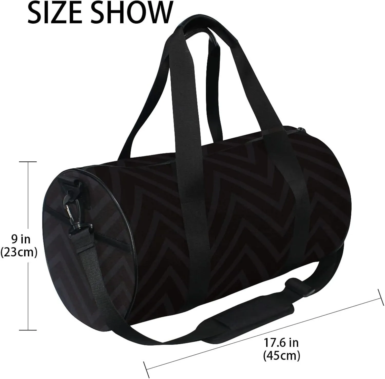 Gym Bag for Women and Men Small Duffel Bag for Sports Travel Weekender Overnight Vacation Beach Lightweight Carry on Bag for Boys Girls Black Geometric