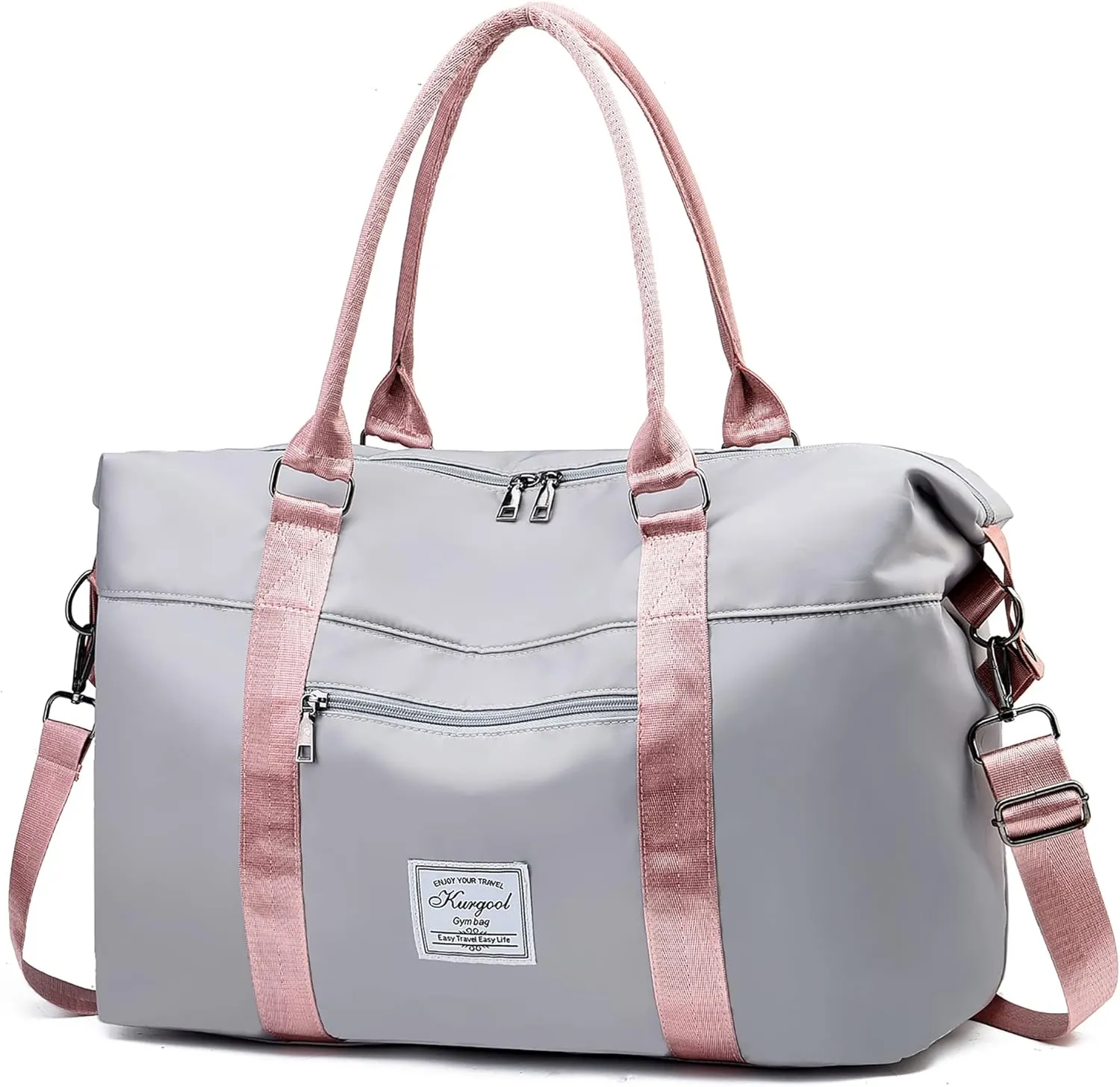 Gym Bag with Wet Pocket, Foldable Travel Duffle Bag Carry On Weekender Bags for Women, Waterproof Overnight Bag for Travel, Gym, Yoga