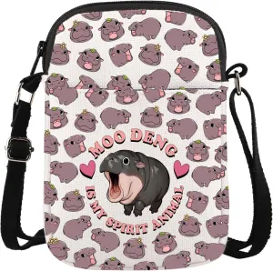 Gzrlyf Moo Deng Crossbody Bag Baby Hippo Gift Moo Deng Lover Gift Hippo Purse Sling Bag Shoulder Bag