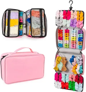 Hair Bow Organizer for Girls Bag – Large Capacity Girls Hair Accessories Organizer, Holds Headbands & Clips, Scrunchies and Pony Tail holder with a Rotating Hook, Travel-Friendly