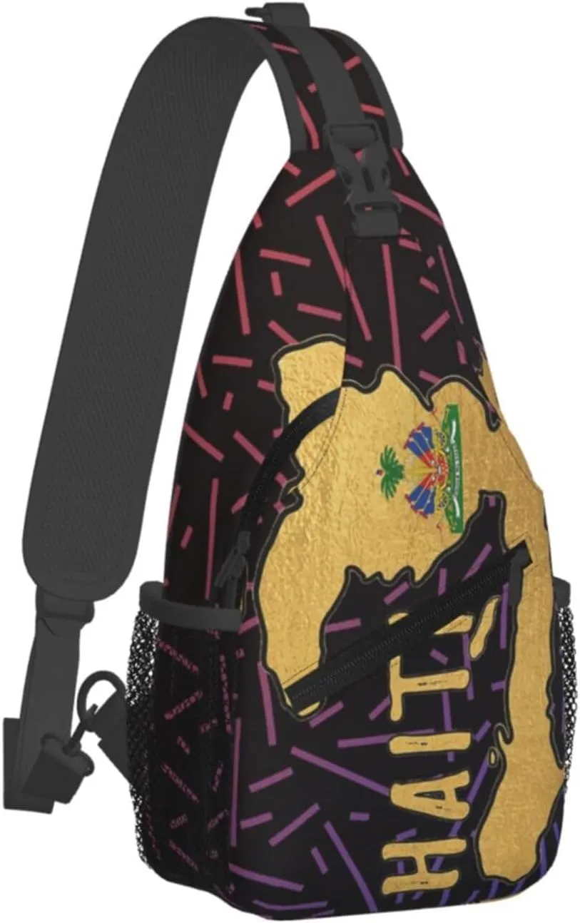 Haitian Haiti Small Crossbody Backpack Sling Bag For Men Women Mini One Shoulder Chest Bags Gym Sport Travel Hiking Daypack
