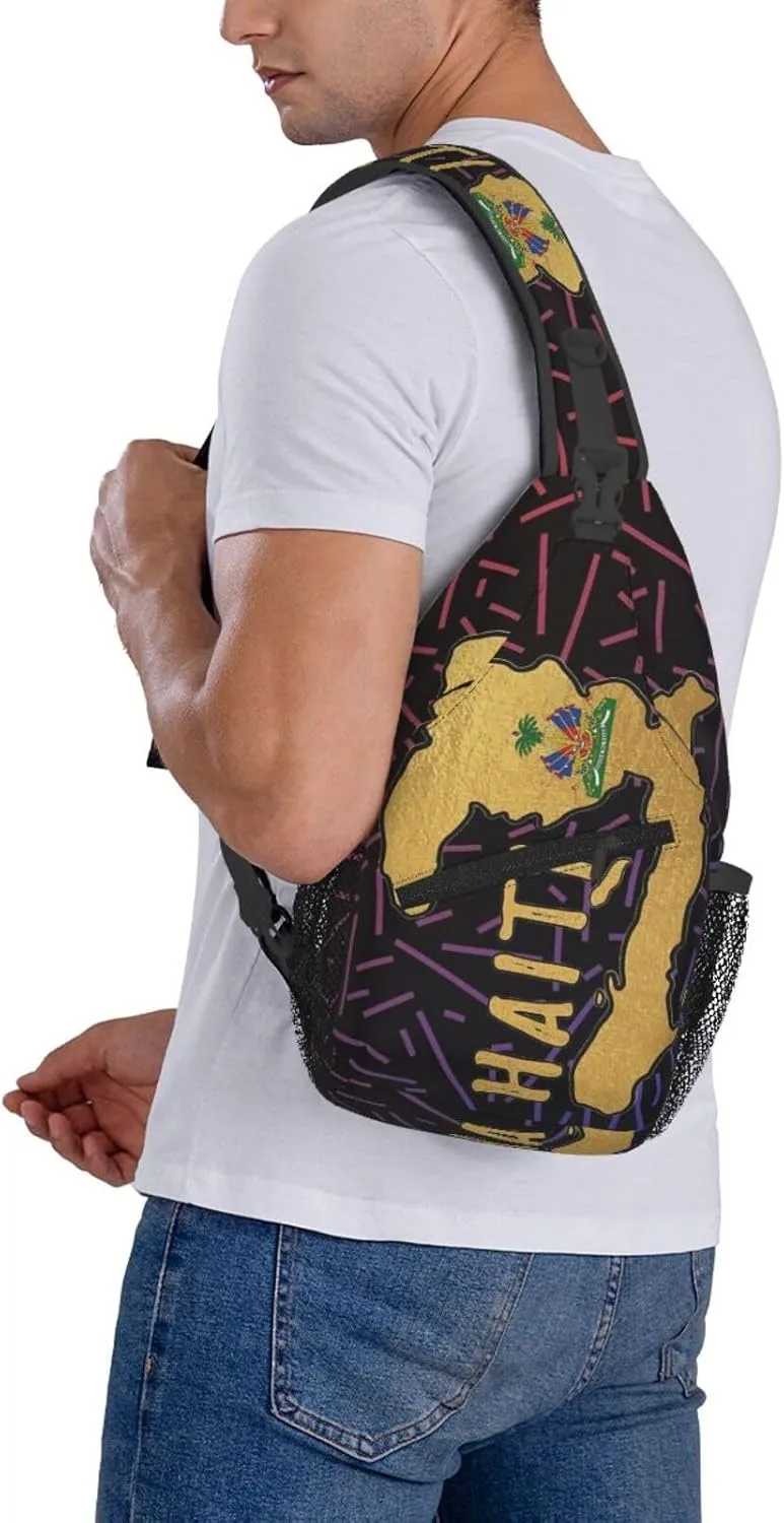 Haitian Haiti Small Crossbody Backpack Sling Bag For Men Women Mini One Shoulder Chest Bags Gym Sport Travel Hiking Daypack