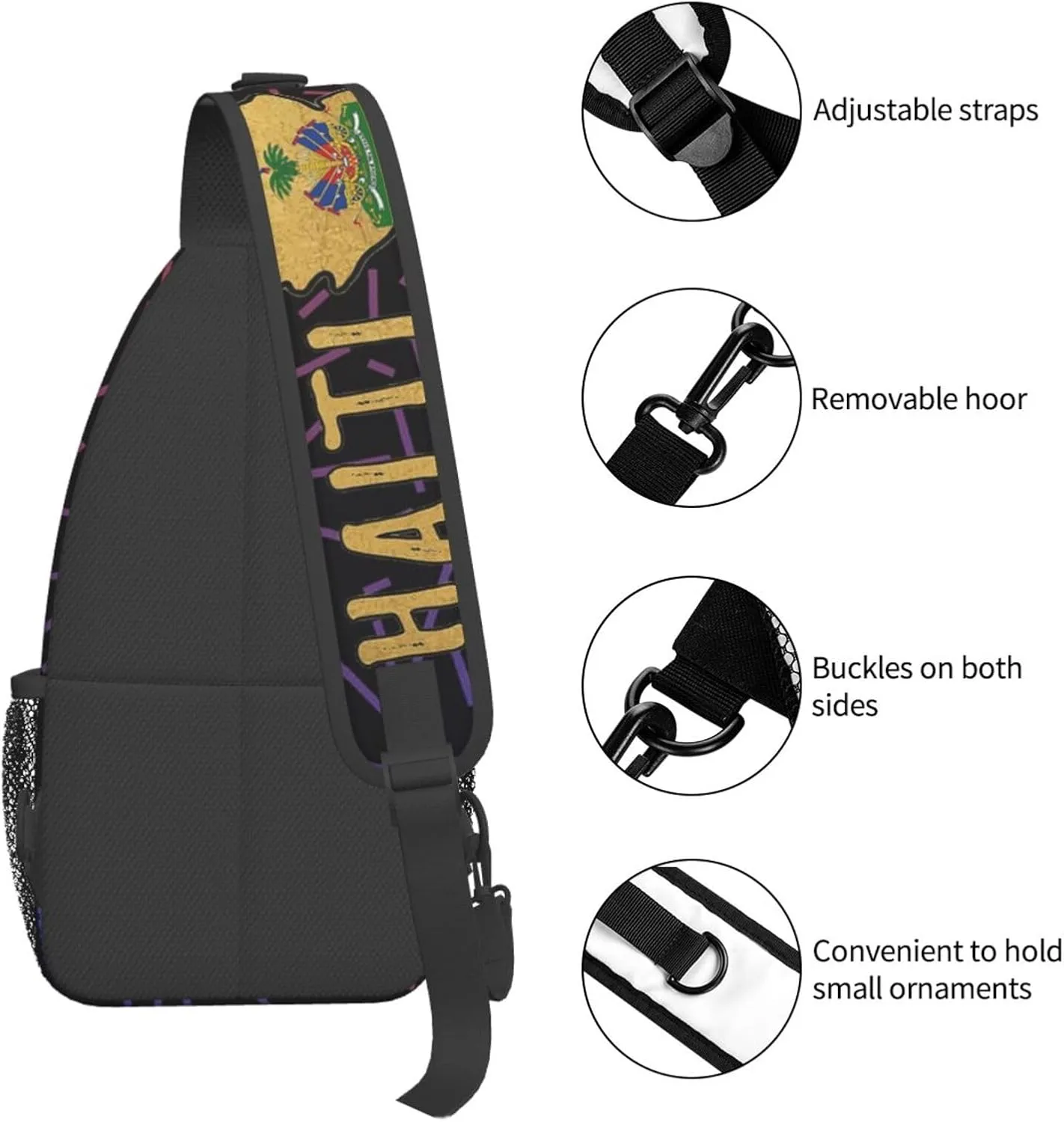 Haitian Haiti Small Crossbody Backpack Sling Bag For Men Women Mini One Shoulder Chest Bags Gym Sport Travel Hiking Daypack