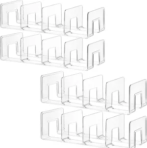 HAKUNA 4PCS Clear Plastic Purse Organizers - 4-Section Handbag Storage Shelf, Space-Saving Closet Divider, Desk File Sorter, Transparent Bag Display Stand for Cabinet & Bookshelf