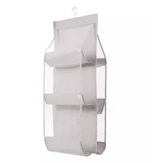 Hanging Handbag Organizer 6 Pockets Shelf Bag Storage Holder Wardrobe Closets US