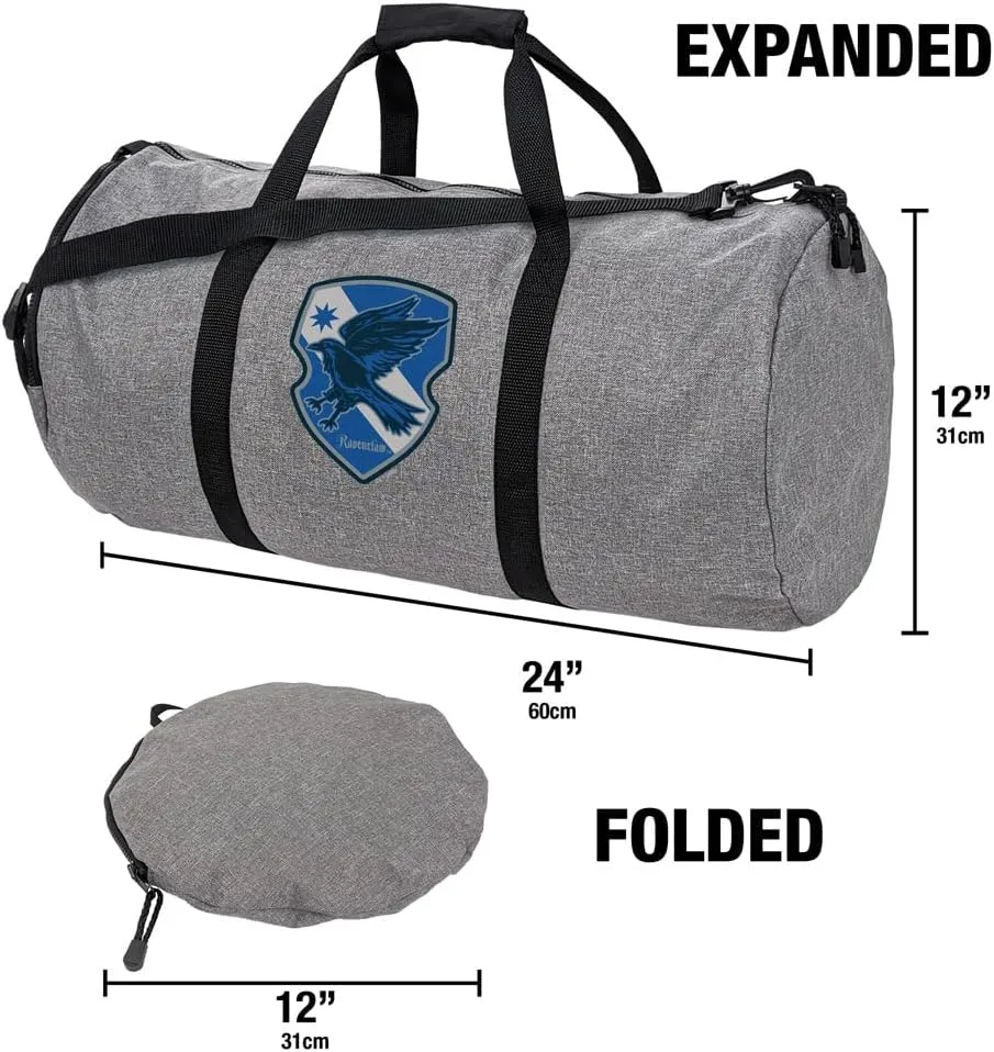 Harry Potter Ravenclaw Plaid Sigil Lightweight Duffel Bag for Sports and Gym Packable for Travel