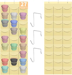 Hat Rack for Baseball Caps, 27 Pockets Over The Door Baseball Hat Organizer, Hat Storage for Closet Wall Mount Bag With Large Pockets & 3 Hooks, Hat Holder Hanger Organization to Display Caps