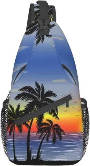 Hawaii Tropical Palm Tree Sling Bag Women Men Backpack Crossbody Bag Travel Hiking Casual Daypack