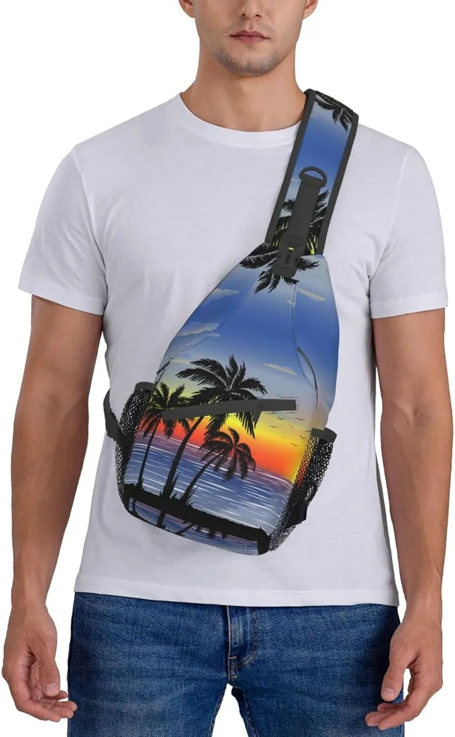 Hawaii Tropical Palm Tree Sling Bag Women Men Backpack Crossbody Bag Travel Hiking Casual Daypack