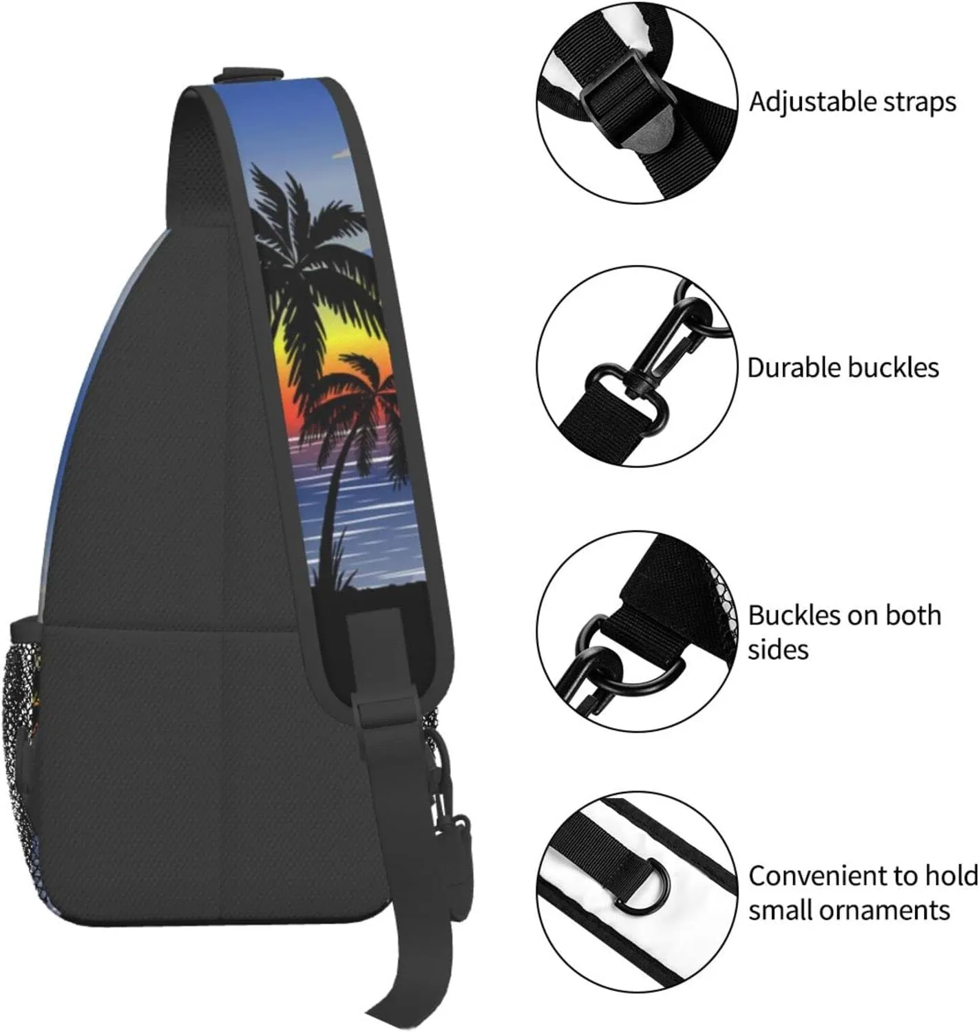 Hawaii Tropical Palm Tree Sling Bag Women Men Backpack Crossbody Bag Travel Hiking Casual Daypack