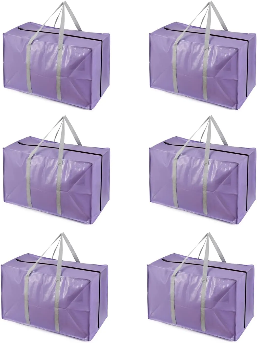 Heavy Duty Extra Large Moving Bags with Extra Long Handles -Includes Backpack Straps - Easy Storage For Space Saving (Purple)