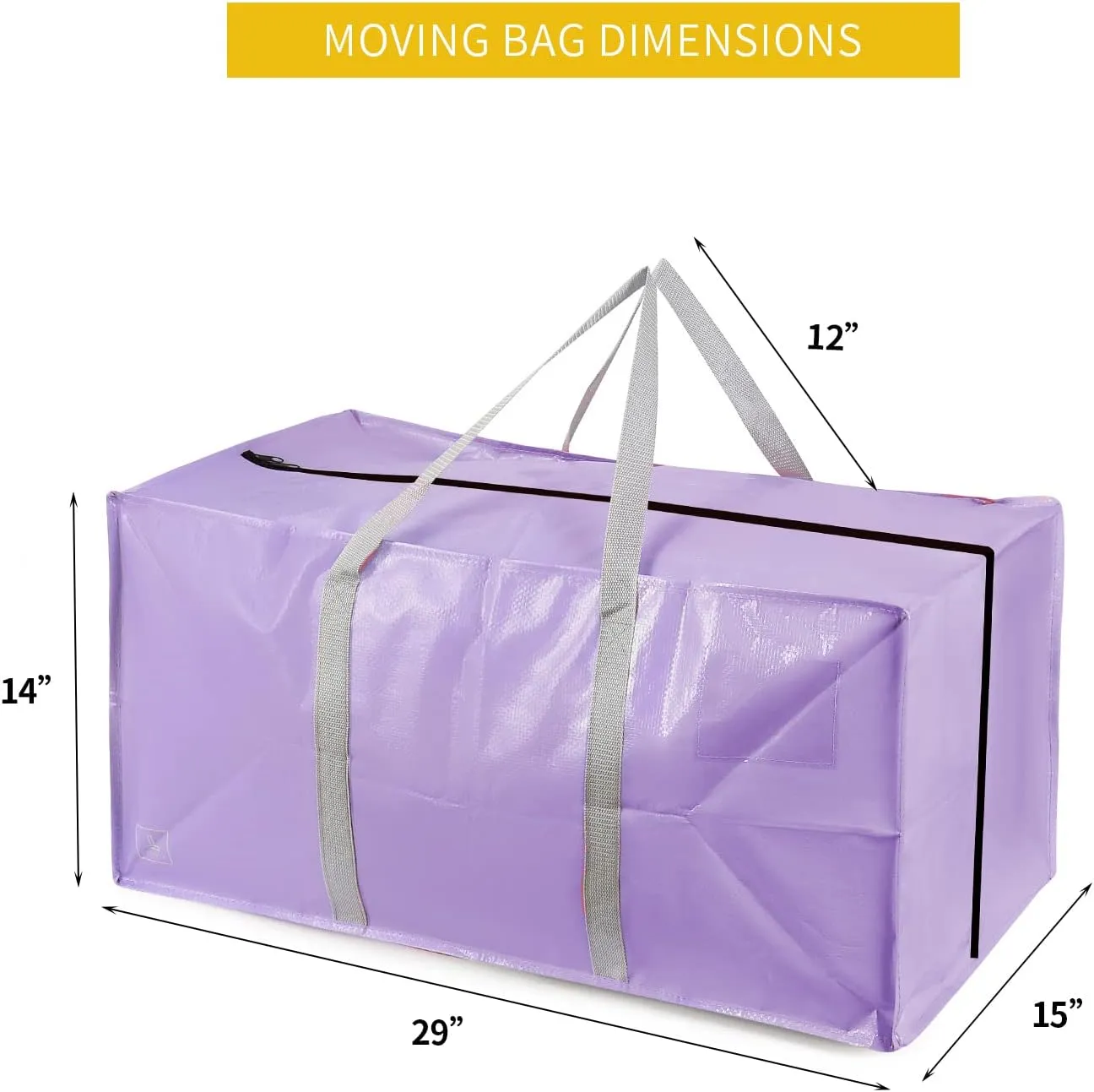 Heavy Duty Extra Large Moving Bags with Extra Long Handles -Includes Backpack Straps - Easy Storage For Space Saving (Purple)