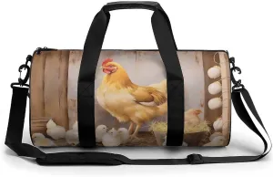 Hen Novelty Large Duffel Bag Lightweight Gym Bag Travel Tote Bags