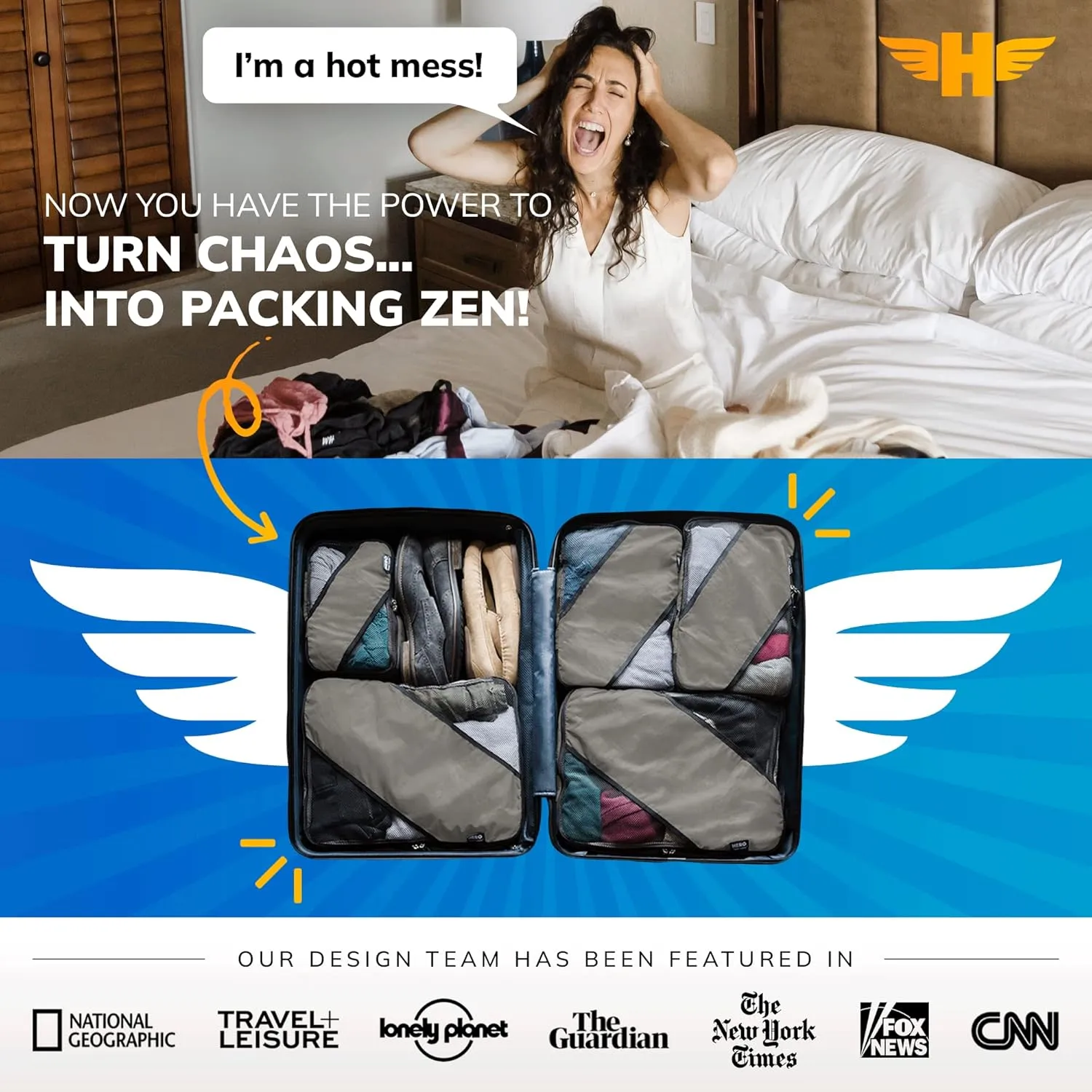 HERO Packing Cubes (5 Set) Luggage Organizers with 2 Laundry Bags