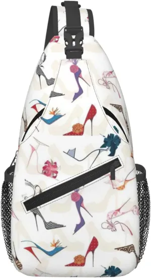 High Heel Shoes Print Sling Bag Crossbody Backpack For Women Men Hiking Travel Over The Shoulder Multipurpose Bag