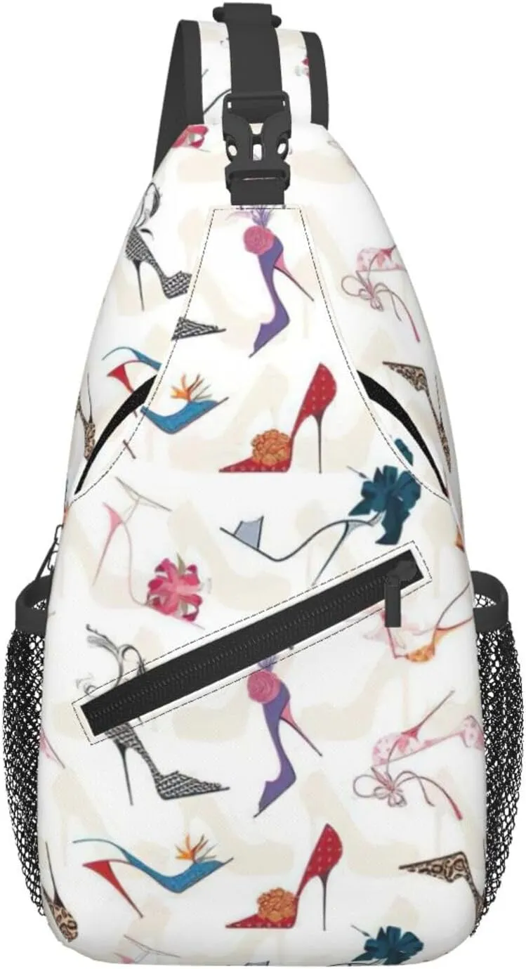 High Heel Shoes Print Sling Bag Crossbody Backpack For Women Men Hiking Travel Over The Shoulder Multipurpose Bag