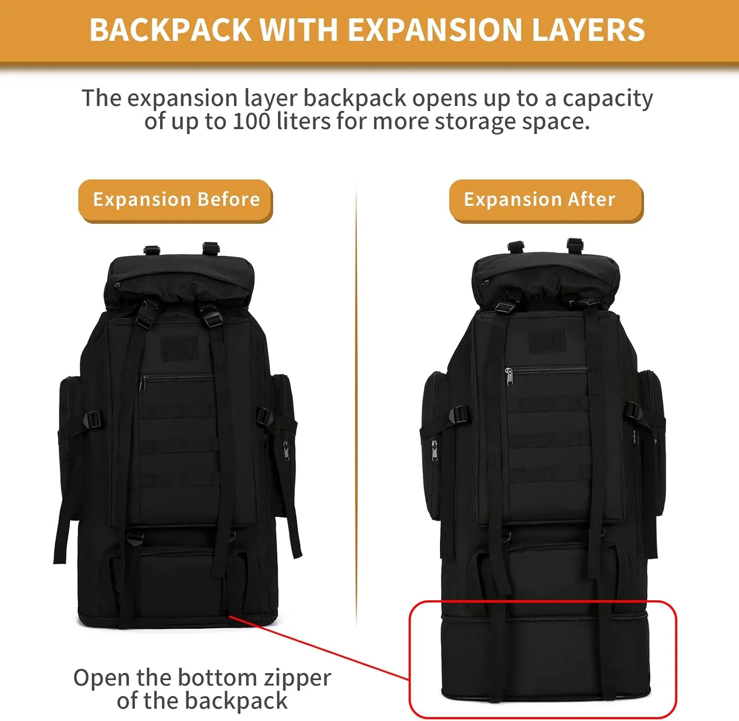 Hiking Daypack for Men Large Army Rucksack molle bag Military Tactical Backpack for Outdoor Traveling Camping