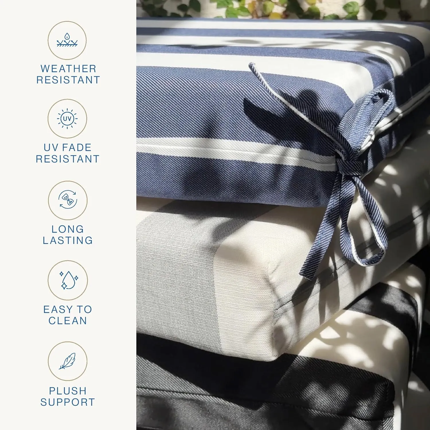 Honeycomb Essentials Outdoor Dining Chair Cushion, 20" x 41", Hampton Texture Navy Patio Cushion