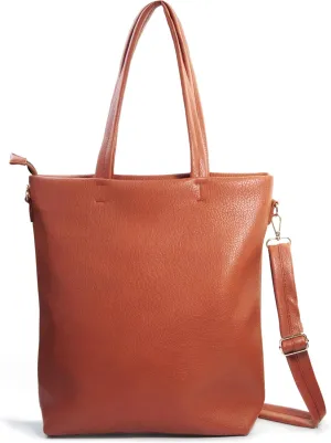HOXIS Women's Vertical Tote Bag with Removable Shoulder Strap Vegan Leather Shoulder Handbag Satchel Bag
