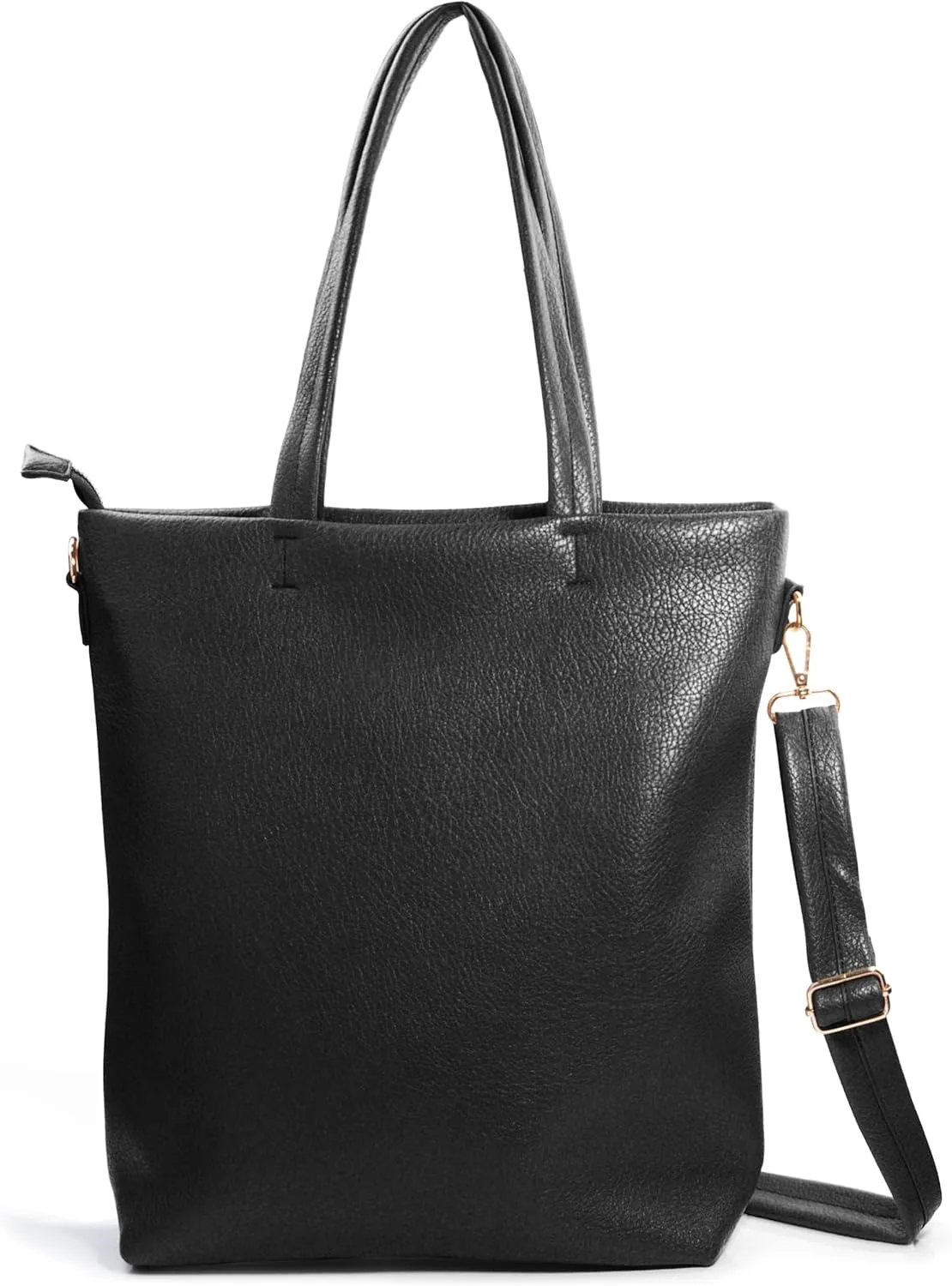 HOXIS Women's Vertical Tote Bag with Removable Shoulder Strap Vegan Leather Shoulder Handbag Satchel Bag