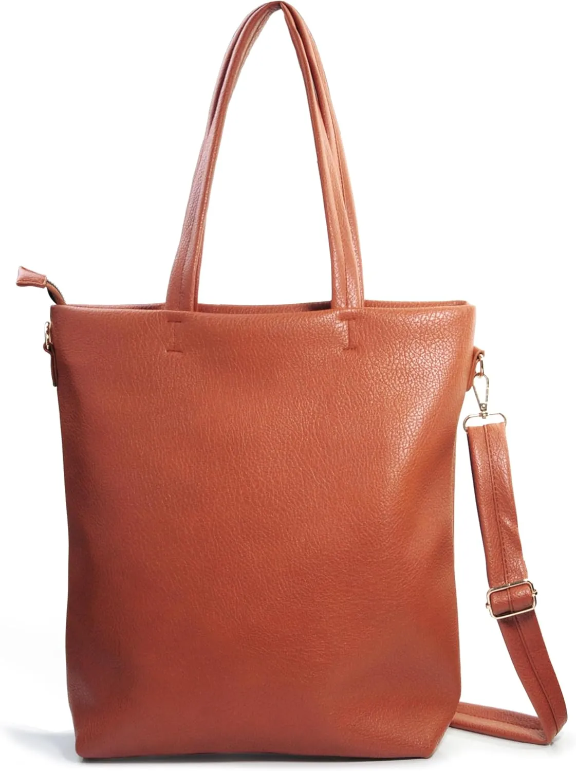 HOXIS Women's Vertical Tote Bag with Removable Shoulder Strap Vegan Leather Shoulder Handbag Satchel Bag