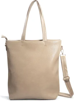 HOXIS Women's Vertical Tote Bag with Removable Shoulder Strap Vegan Leather Shoulder Handbag Satchel Bag