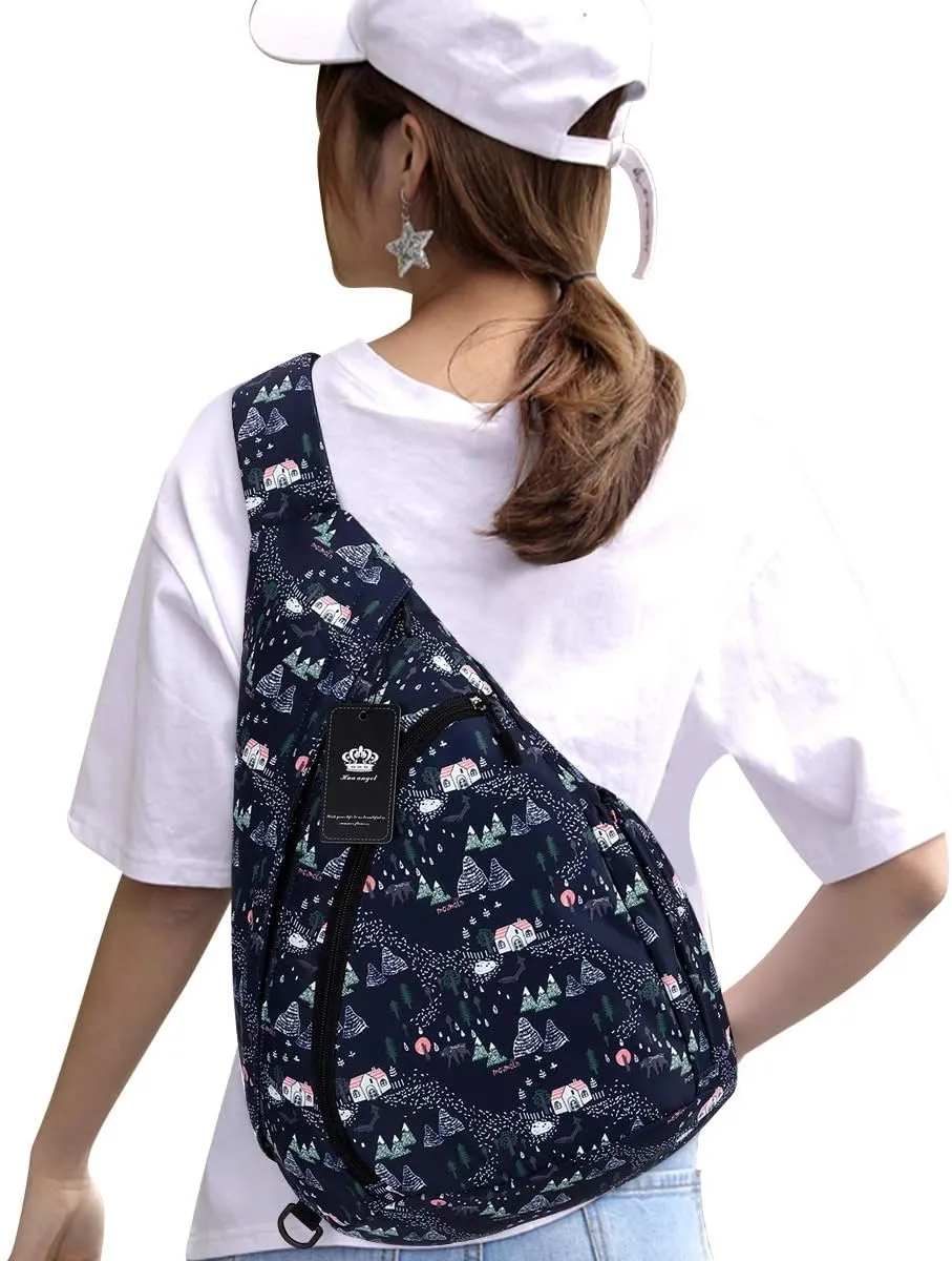 HUA ANGEL Crossbody Sling Bag for Men & Women Lightweight Waterproof Chest Shoulder Bag for Travel Hiking & Everyday Use