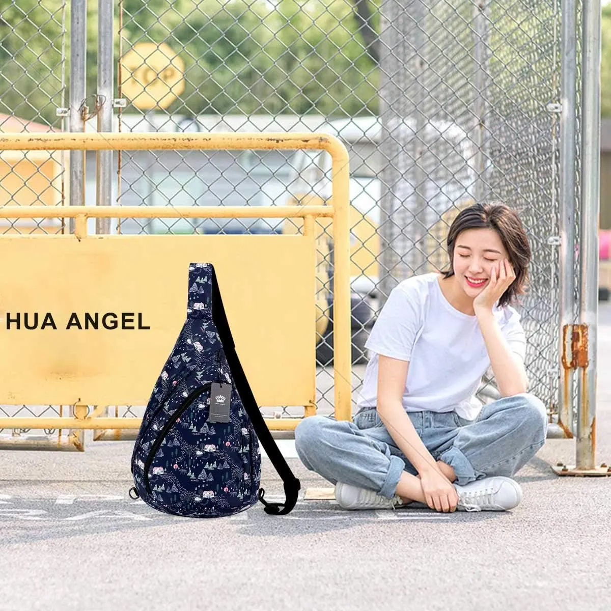 HUA ANGEL Crossbody Sling Bag for Men & Women Lightweight Waterproof Chest Shoulder Bag for Travel Hiking & Everyday Use