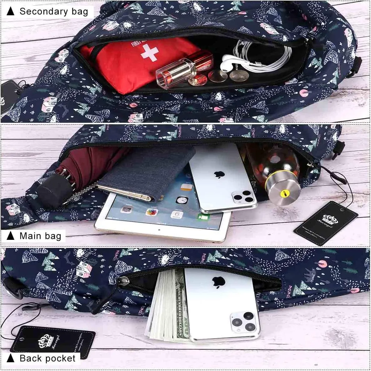 HUA ANGEL Crossbody Sling Bag for Men & Women Lightweight Waterproof Chest Shoulder Bag for Travel Hiking & Everyday Use