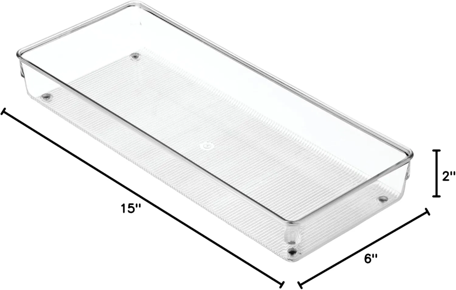 iDesign Linus Plastic Kitchen Drawer Organizer for Silverware, Spatulas, Cutlery, Gadgets, Office Supplies, Cosmetics, Set of 2, Clear
