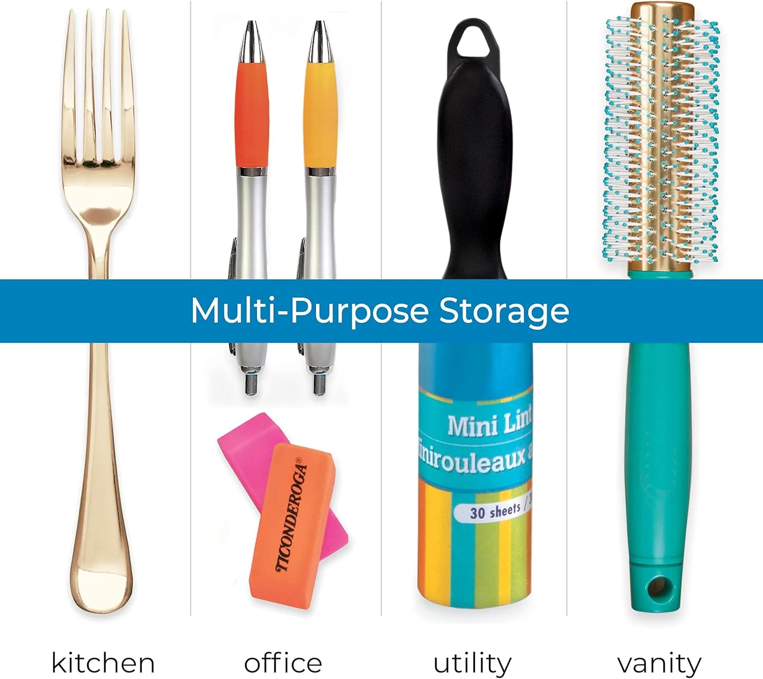 iDesign Linus Plastic Kitchen Drawer Organizer for Silverware, Spatulas, Cutlery, Gadgets, Office Supplies, Cosmetics, Set of 2, Clear