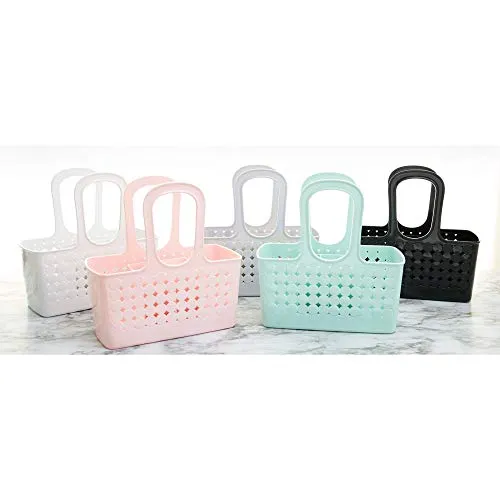 iDesign Orbz Plastic Bathroom Shower Tote, Small Divided College Dorm Caddy for Shampoo, Conditioner, Soap, Cosmetics, Beauty Products, 11.75" x 6" x 12", White