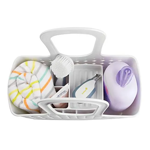 iDesign Orbz Plastic Bathroom Shower Tote, Small Divided College Dorm Caddy for Shampoo, Conditioner, Soap, Cosmetics, Beauty Products, 11.75" x 6" x 12", White