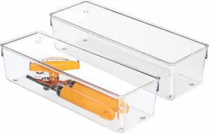 iDesign Utensil Holder and Silverware Organizer for Kitchen Utensils and Countertop Storage, The Linus Collection – Set of 2, 4" x 12" x 3", Clear