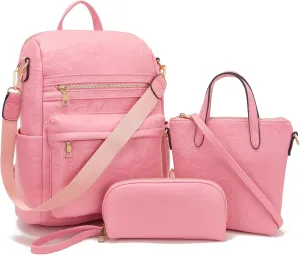 Idesort Medium Backpack Purse for Women Convertible Travel Soft Backpacks Ladies Purse set with Wallet and Crossbody Bags