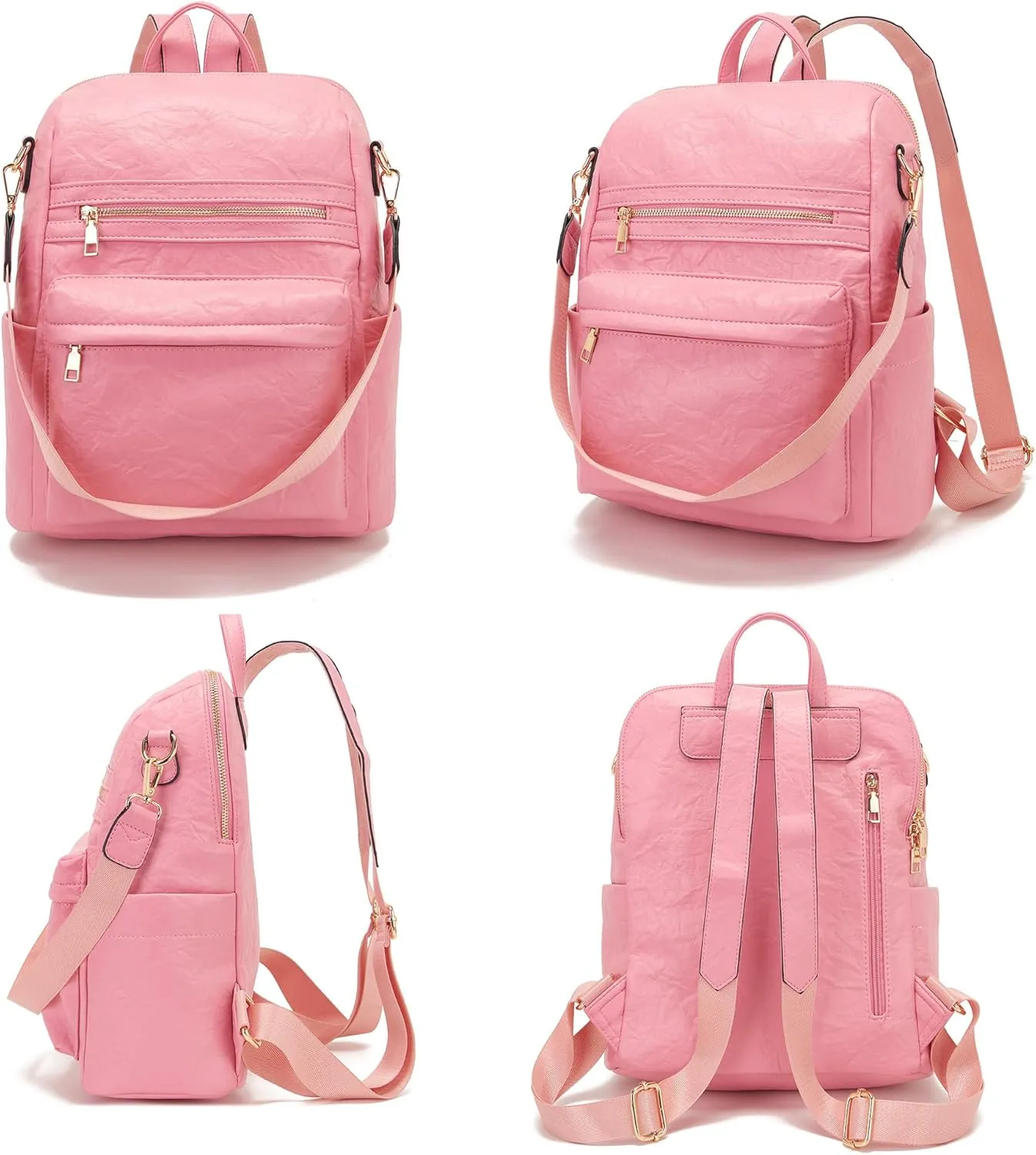 Idesort Medium Backpack Purse for Women Convertible Travel Soft Backpacks Ladies Purse set with Wallet and Crossbody Bags