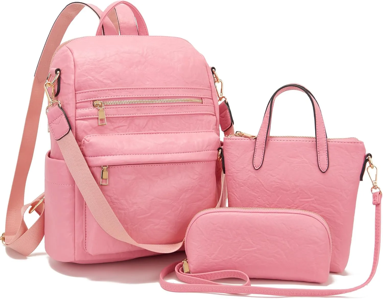 Idesort Medium Backpack Purse for Women Convertible Travel Soft Backpacks Ladies Purse set with Wallet and Crossbody Bags