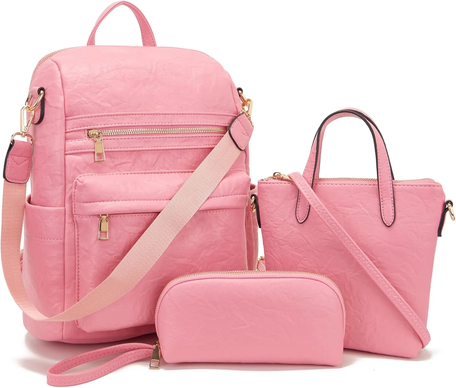 Idesort Medium Backpack Purse for Women Convertible Travel Soft Backpacks Ladies Purse set with Wallet and Crossbody Bags