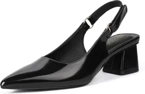 IDIFU IN2 Slingback Closed Toe Heels Chunky Low Block Short Heels Women's Pumps Hook and Loop Pointed Toe Wedding Bride Prom Dress Shoes for Women Dressy Comfortable Cute Small Thick Pumps Shoes
